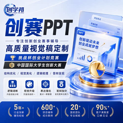 国创赛挑战杯创业计划竞赛大创赛互联网+三创赛PPT美化辅导