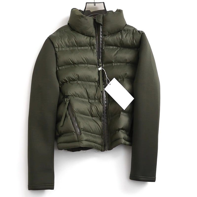 戏班牙D~秋冬新款洋气修身短款欧美风棉服拼接绗缝羽绒棉夹克外套