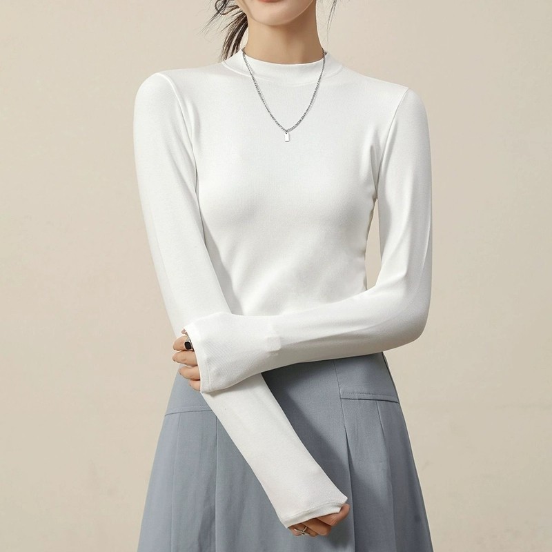 人手两件！修身弹力舒适纯色半高领长袖T恤打底衫内搭气质上衣女,女装/女士精品,T恤,淘宝优惠券,粉丝福利购,淘宝优惠卷