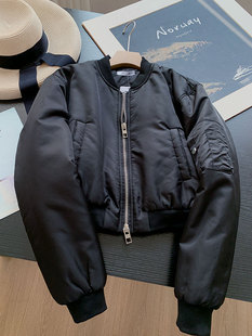 西班牙D~2023冬季新款宽松显瘦帅气时髦夹棉飞行员夹克棉服外套女