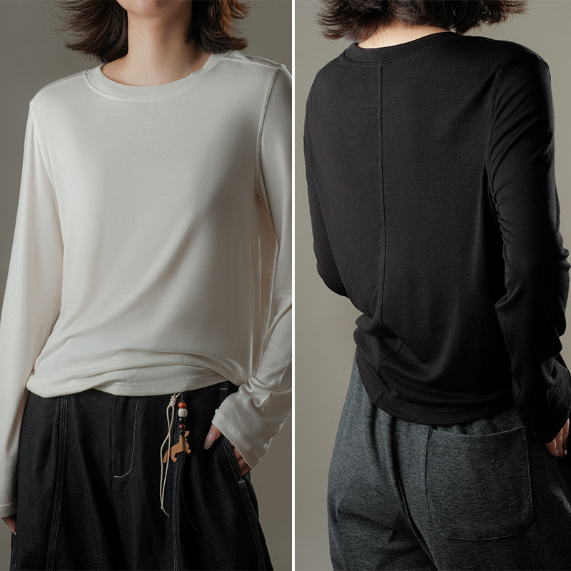 Wan能搭配！基础款莱赛尔天丝羊毛混纺百搭圆领打底衫长袖T恤女秋,女装/女士精品,T恤,淘宝优惠券,粉丝福利购,淘宝优惠卷