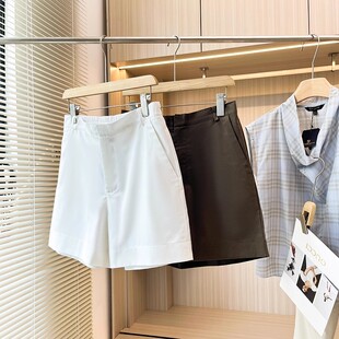 走戏班牙D！糕端！通勤气质中高腰宽松显瘦透气亚麻休闲短裤女夏