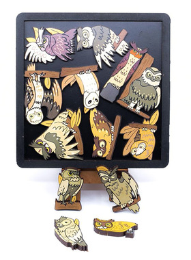 Entretentemente猫头鹰拼图木质手绘益智玩具烧脑礼物Owls Puzzle