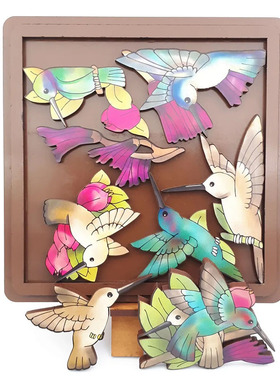 Entretentemente蜂鸟拼图Hummingbirds 木质手绘烧脑礼物益智玩具