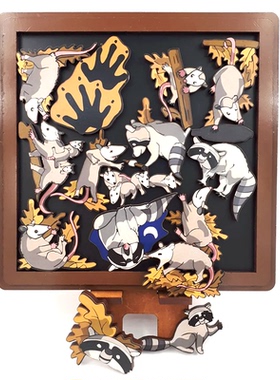 Entretentemente浣熊和负鼠拼图Raccoons and Opossums手绘Puzzle