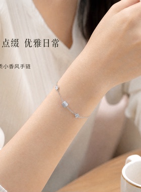 情侣四叶草纯银手链女款不掉色