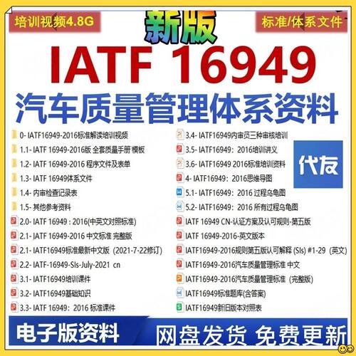 IATF16949-2016 汽车质量管理体系标准过审文件企业手册培训视频