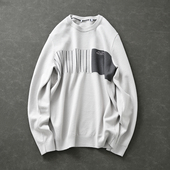 H家 时尚 简约条纹 软糯舒适 秋冬新款 百搭圆领针织衫 毛衣男