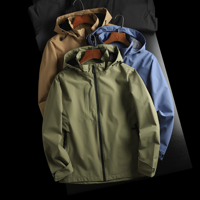 户外防风防泼水连帽机能冲锋衣