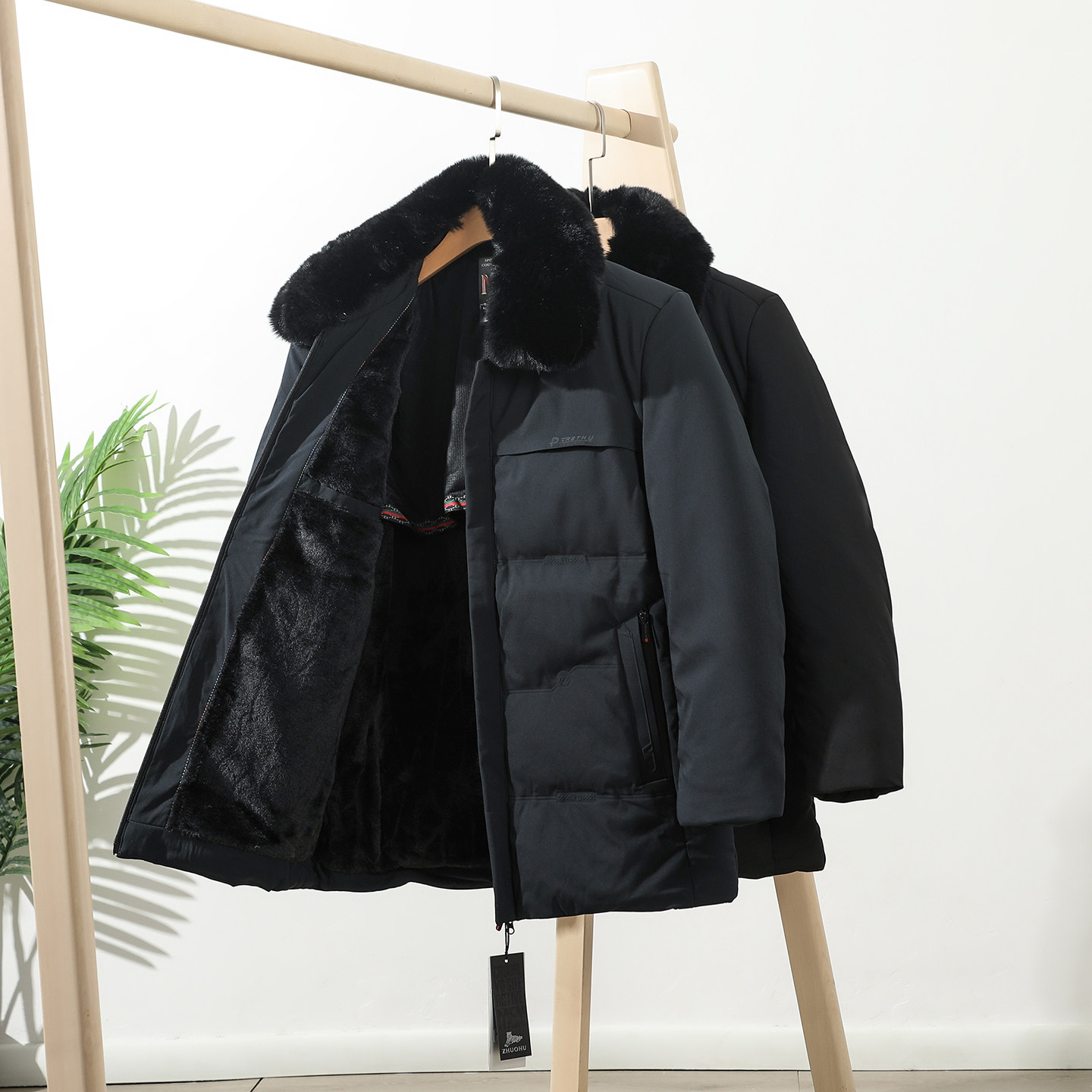 内有加绒！毛领子可拆！外贸男装冬季休闲防风保暖翻领棉衣外套潮