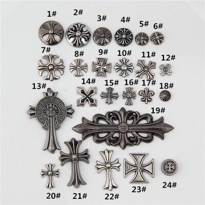 Diy十字架铆钉鬼头柳丁包表带手工金属朋克机车夜店服装材料配件 虎窝淘