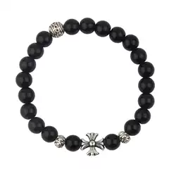 Retro Style Men's and Women's Couple Bracelets, Silver-Plated Cross and Scout Flower Bracelets, Single Loop, Simple Punk Style, Japanese and Korean Accessories