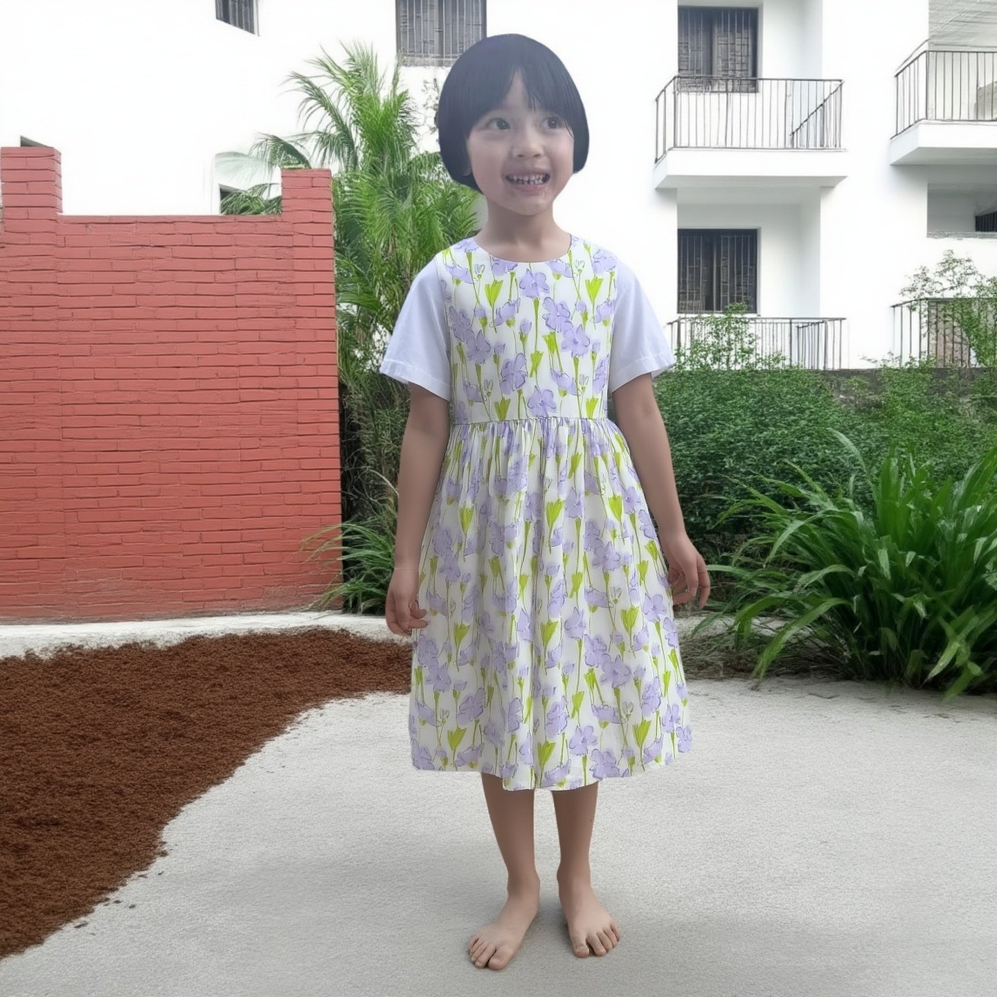 女童夏季连衣裙女孩短袖裙子纯棉