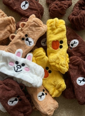韩国尾货LINE 你们懂得 布朗熊洗脸发带女生小物件带标束发带发箍