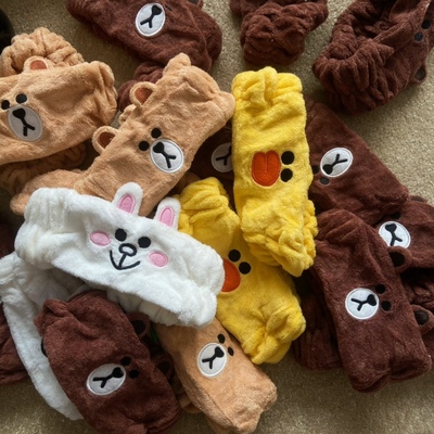 可爱布朗熊女生洗脸束发带