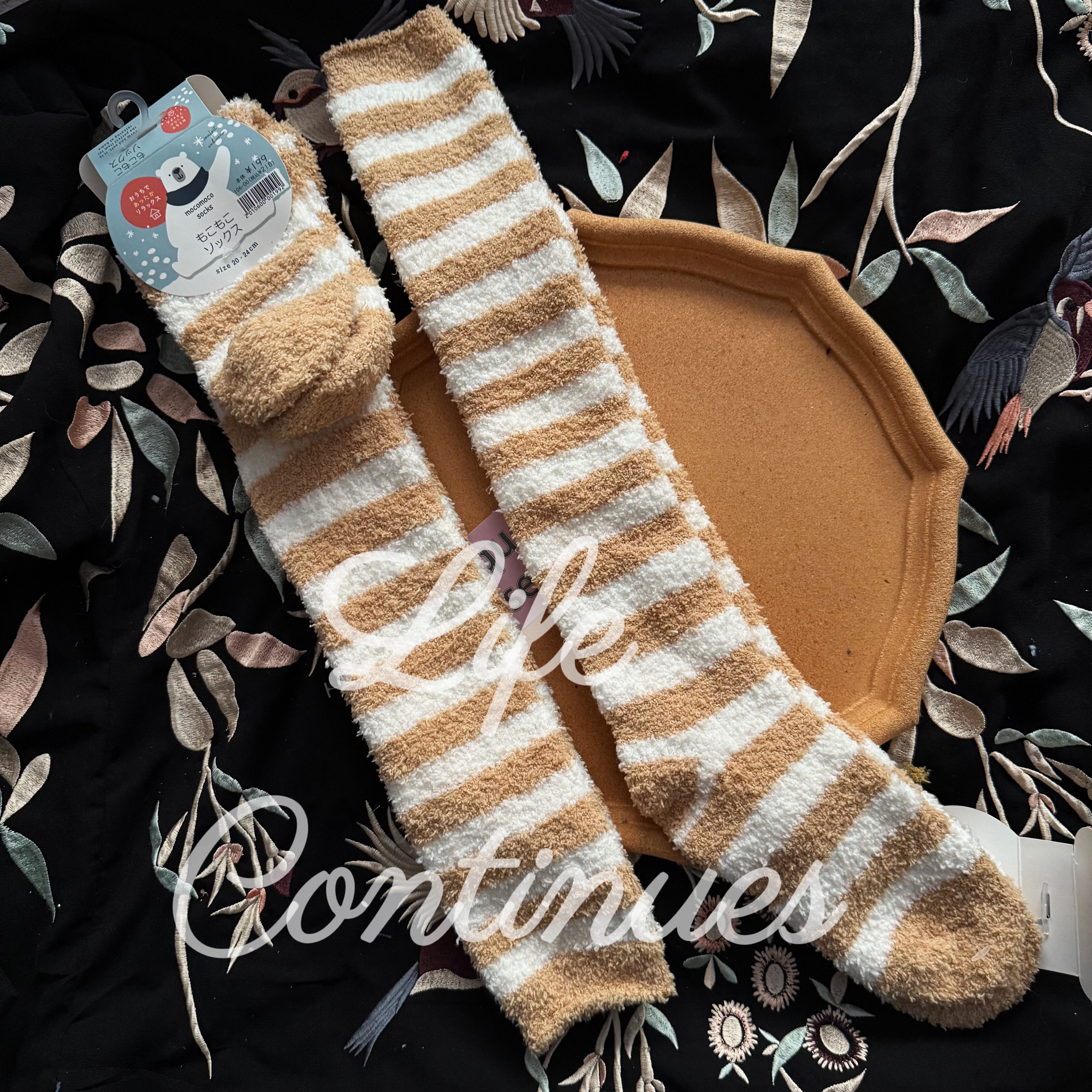 日单及膝长袜小腿袜保暖半边绒软绵绵原装吊卡冬季女生袜子长筒袜