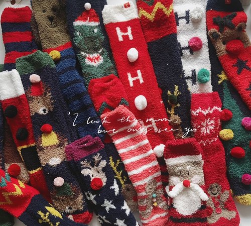 眼花缭乱袜子新年红保暖女生