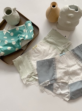 现货螺纹棉实用可爱舒适柔软透气平角裤女生生理期内裤防漏月经裤