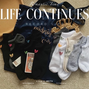 ins 短袜女袜 三叶子草纯棉船袜运动百搭吸汗休闲袜子潮牌低帮夏季