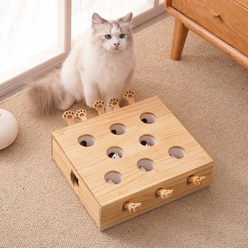 猫玩具打地鼠猫抓板逗猫棒网红打地鼠宠物互动自嗨实木猫咪用品 - 封面