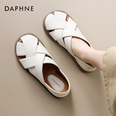 达芙妮包头凉鞋 外穿真皮软底不累脚休闲平底罗马鞋 女2026新款 夏季