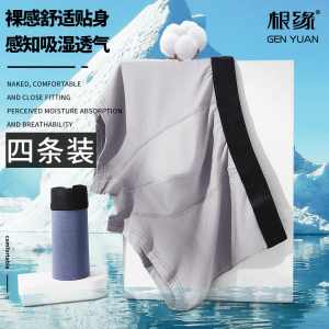 莫代尔男士内裤透气薄款无痕青年夏季简约纯色大学生平角四角裤头