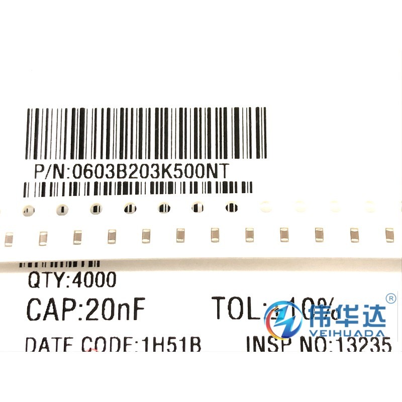 贴片电容 0603 20nF 203K 50V ±10% 1608 X7R 原装现货