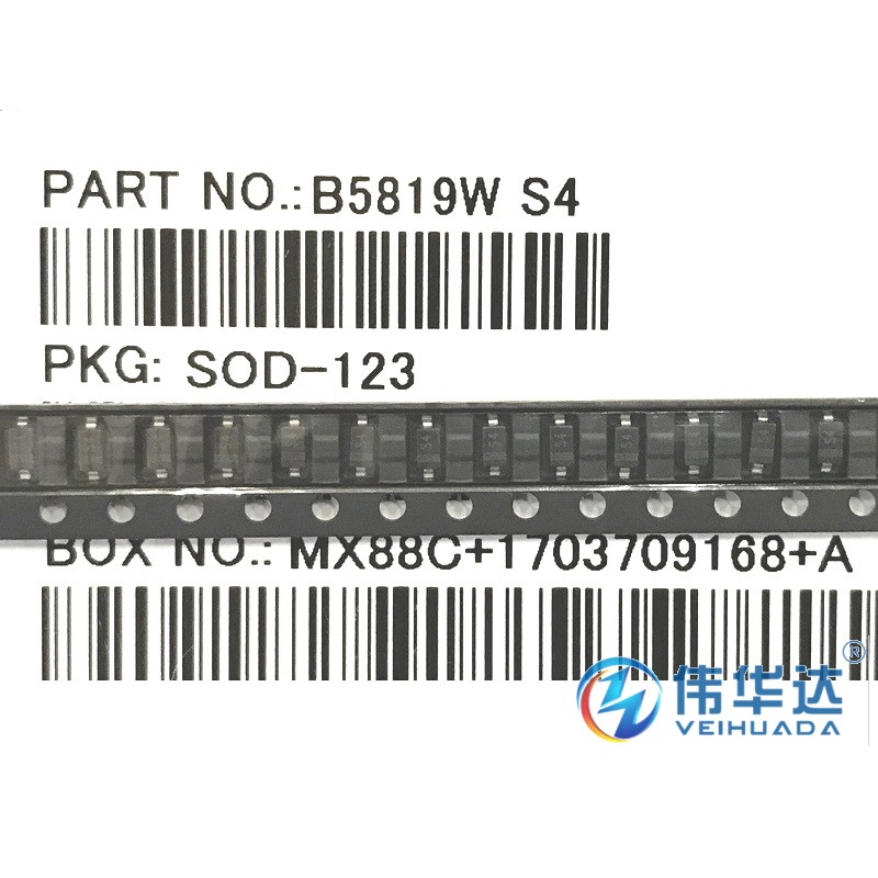 贴片肖特基二极管 B5819W 1N5819 S4 SOD-123 1206 原装现货100只