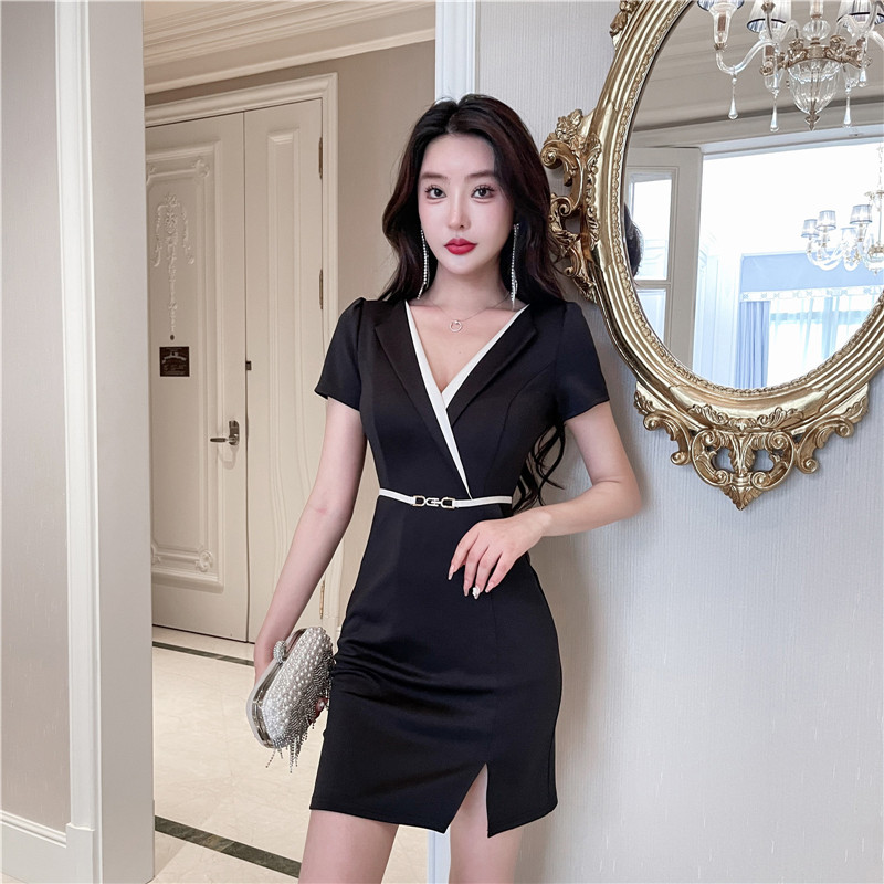 足浴按摩桑拿技师工作服spa养生工衣气质显瘦性感连衣裙沐足工衣