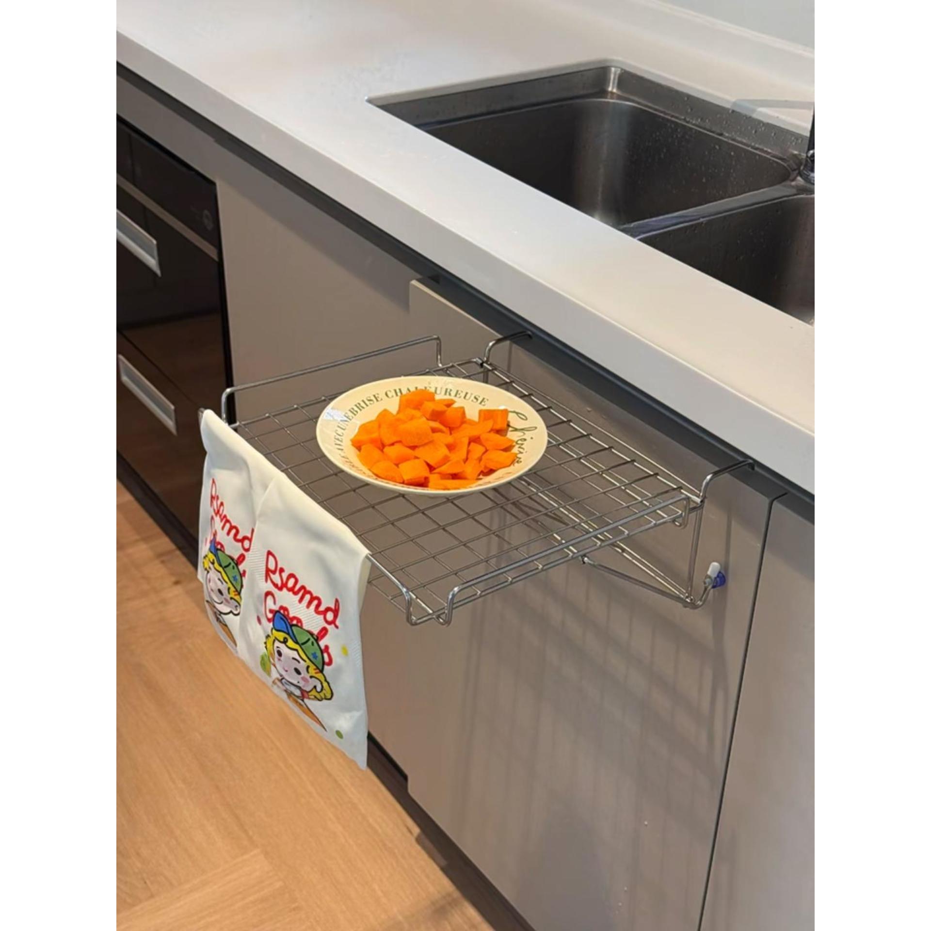 不锈钢折叠操作台厨房橱柜门上壁挂式备菜架悬挂收纳置物架子家用