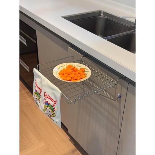 不锈钢折叠操作台厨房橱柜门上壁挂式备菜架悬挂收纳置物架子家用