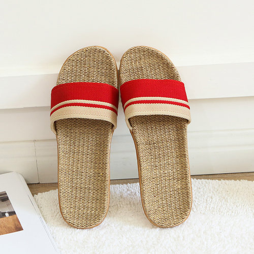 室内情侣家居防滑夏天亚麻拖鞋