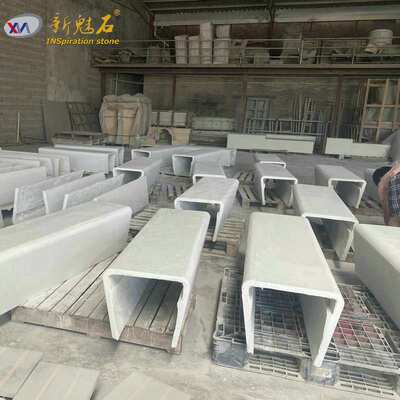 休闲简单无机水磨石公共凳长椅市政公园改造GFRC混凝土座椅坐凳