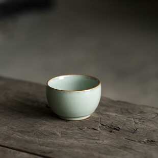 汝窑开片可养禅定杯陶瓷主人杯品茗杯豆青色冰裂纹小茶杯个人单杯