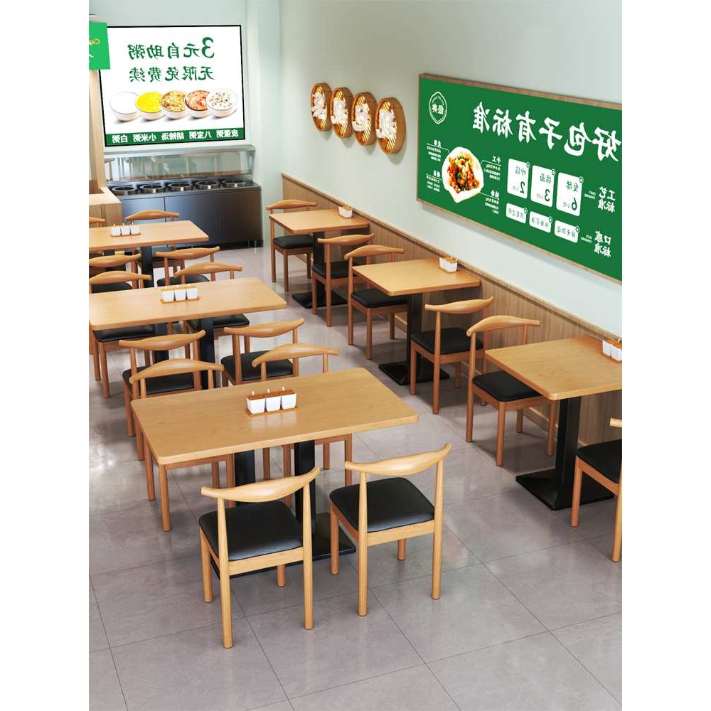 ?食堂餐桌椅2人4人小吃面馆餐饮商用桌子饭店用快餐桌椅组合经济