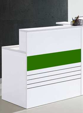 烤漆前台桌公司办公接待台简约现代迎宾台收银台服务咨询台绿蓝色