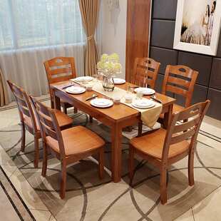 南康家具 实木餐桌椅组合小户型西餐桌简约现代橡胶木餐台饭桌