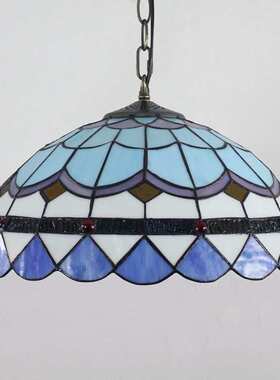 欧琈蒂凡尼地中海创意蓝色艺术艺术琉璃餐厅吊灯40CM16寸玻璃灯具