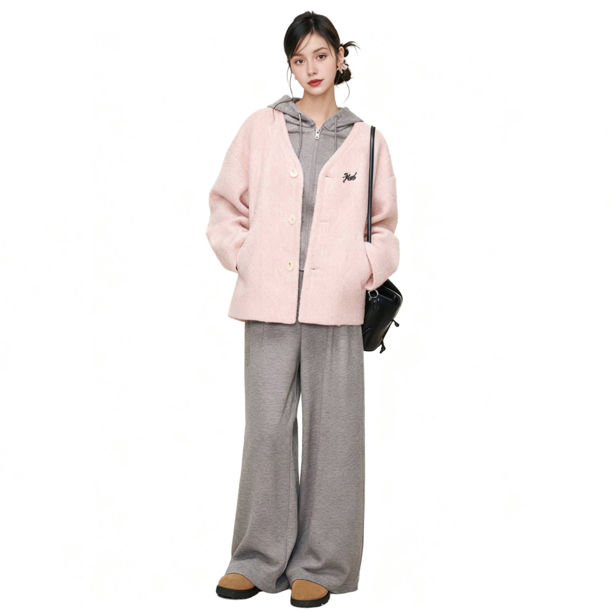 9.6新品WESTAYOONE粉色小香风外套2025新款女小个子+灰色针织套装