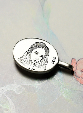 纯银项链吊坠情侣照片定制宠物礼