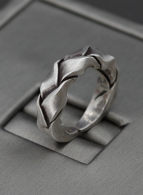 刻字情侣戒指纯银情侣戒手工定制