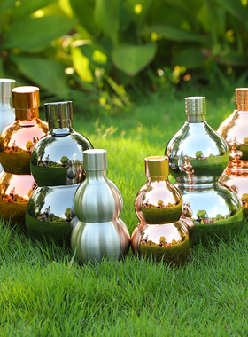 304不锈钢酒葫芦酒壶5斤随身户外便携空酒瓶子2斤1斤3斤家用水壶7