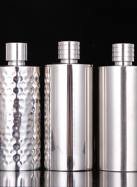 加厚酒壶 不锈钢304高档酒具1斤2斤3斤5随身空水壶圆柱形小白酒瓶