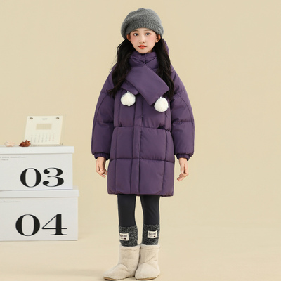 史比星女童羽绒棉服2025新款儿童冬装加厚棉衣外套宝宝棉袄中长款