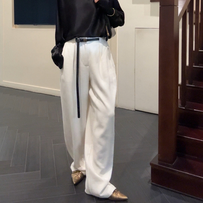 山阶【意式极简】天丝亚麻阔腿裤松弛法式度假高级直筒长裤春夏秋