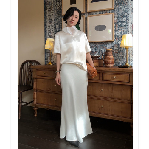 山阶 【开场白】天丝亚麻斜裁鱼尾裙 优雅气质慵懒高腰半身裙春夏