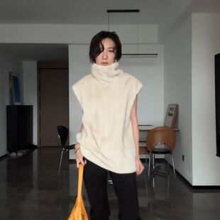 山阶【野兽千金】静奢时髦立领毛毛马甲小众环保皮草无袖秋冬上衣