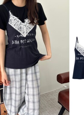 ANNAMOOER 官方授权    26SS  印花蕾丝背心  AM1362SS5103B