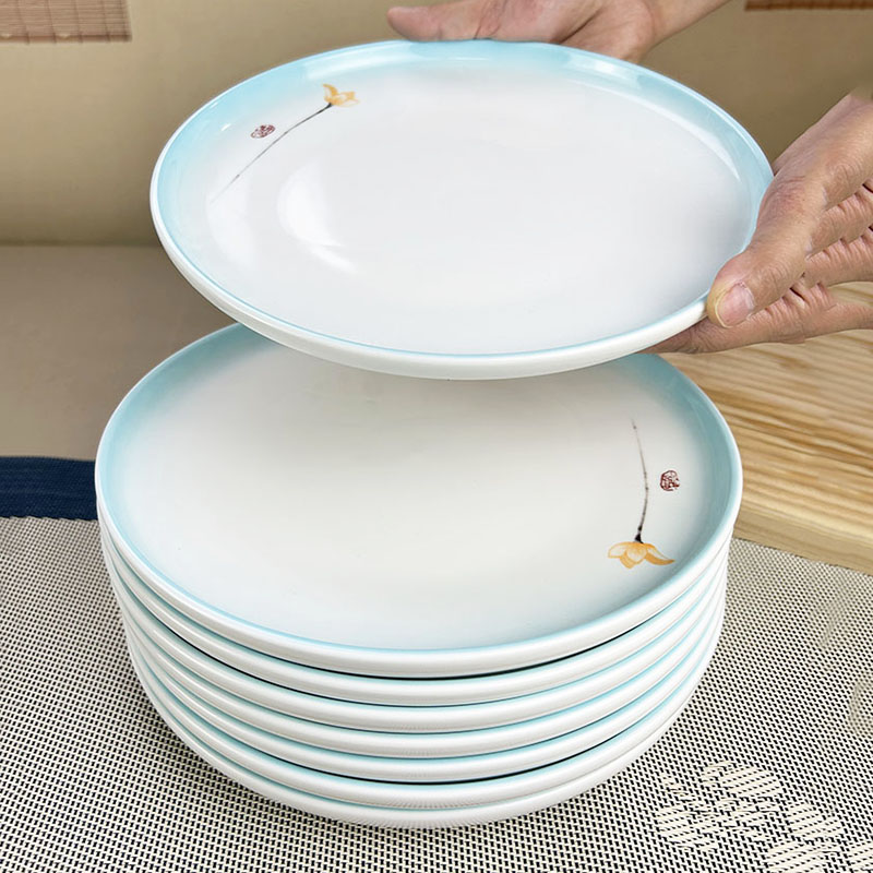 菜盘饭店高级感家用轻奢浅平圆