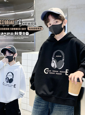 男童秋冬季加绒卫衣连帽休闲潮帅